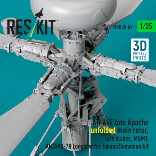 ResKit Models AH-64E késői Apache – kihajtott főrotor, késői rotorlapátok, Longbow rendszerrel, Takom/Snowman makettekhez
