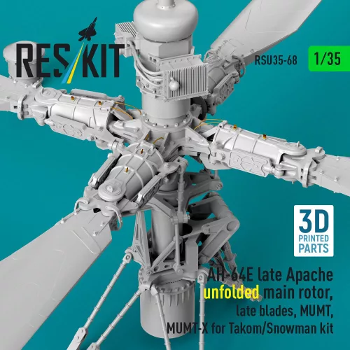 ResKit Models AH-64E késői Apache – kihajtott főrotor, késői rotorlapátok, MUMT-X rendszerrel, Takom/Snowman makettekhez