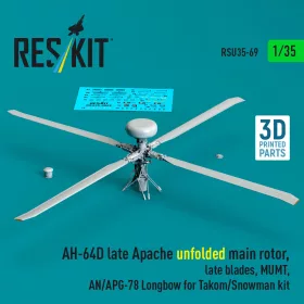   ResKit Models AH-64D késői Apache – kihajtott főrotor, késői rotorlapátokkal, Takom / Snowman maketthez