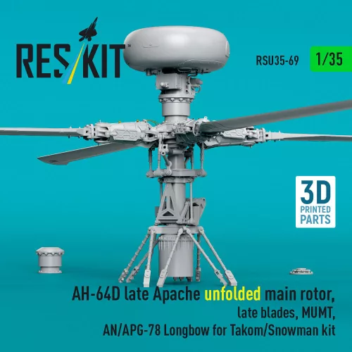 ResKit Models AH-64D késői Apache – kihajtott főrotor, késői rotorlapátokkal, Takom / Snowman maketthez