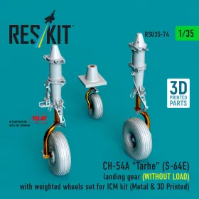   ResKit Models CH-54A Tarhe (S-64E) – futóműkészlet terhelés nélküli futóműszárakkal és terhelt állapotú kerekekkel