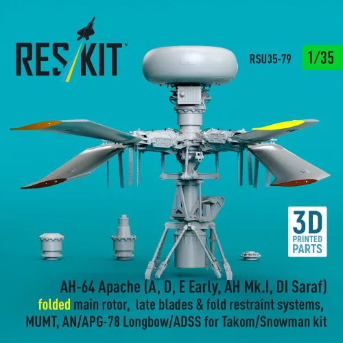 ResKit Models AH-64E késői Apache – behajtott főrotor, késői rotorlapátok, Longbow rendszerrel, Takom/Snowman makettekhez