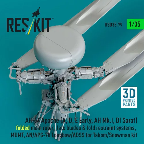 ResKit Models AH-64E késői Apache – behajtott főrotor, késői rotorlapátok, Longbow rendszerrel, Takom/Snowman makettekhez
