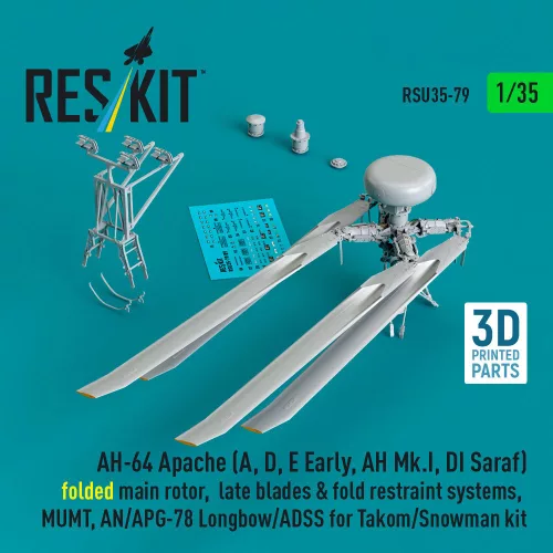 ResKit Models AH-64E késői Apache – behajtott főrotor, késői rotorlapátok, Longbow rendszerrel, Takom/Snowman makettekhez