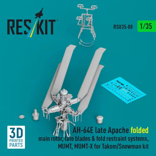 ResKit Models AH-64E késői Apache – behajtott főrotor, késői rotorlapátok, MUMT-X rendszerrel, Takom/Snowman makettekhez