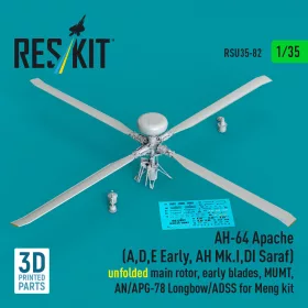   ResKit Models AH-64 Apache (A,D,E korai, AH Mk.I,DI Saraf) – kihajtott főrotor, korai rotorlapátokkal