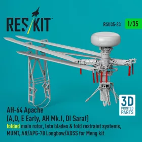   ResKit Models AH-64 Apache (A,D, E korai, AH Mk.I, DI Saraf) – behajtott főrotor, késői rotorlapátokkal