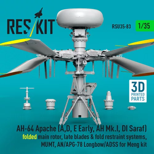 ResKit Models AH-64 Apache (A,D, E korai, AH Mk.I, DI Saraf) – behajtott főrotor, késői rotorlapátokkal
