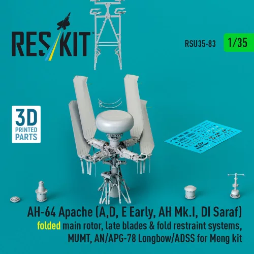 ResKit Models AH-64 Apache (A,D, E korai, AH Mk.I, DI Saraf) – behajtott főrotor, késői rotorlapátokkal