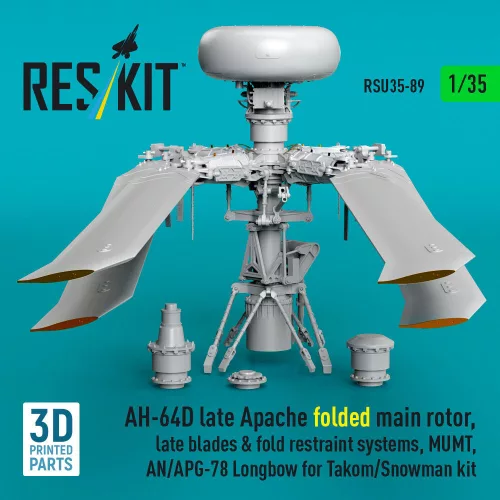 ResKit Models AH-64D késői Apache – behajtott főrotor, késői rotorlapátokkal, Takom / Snowman maketthez