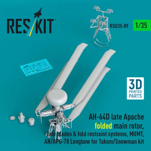 ResKit Models AH-64D késői Apache – behajtott főrotor, késői rotorlapátokkal, Takom / Snowman maketthez