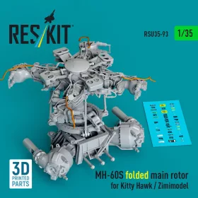   ResKit Models MH-60S folded main rotor for Kitty Hawk / Zimimodel (3D Printed) - behajtott főrotor