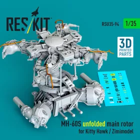   ResKit Models MH-60S unfolded main rotor for Kitty Hawk / Zimimodel (3D Printed) - kihajtott főrotor