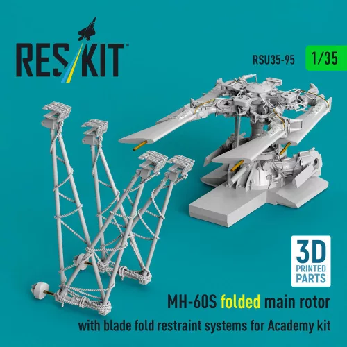 ResKit Models MH-60S folded main rotor with blade fold restraint systems (3D Printed) for Academy - behajtott főrotor rotorlapát-rögzítő rendszerrel