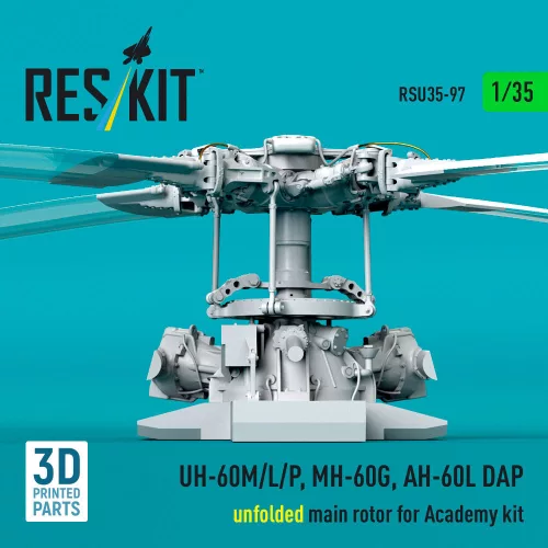 ResKit Models UH-60M/L/P, MH-60G, AH-60L DAP unfolded main rotor (3D Printed) for Academy - kihajtott főrotor