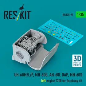   ResKit Models UH-60M/L/P, MH-60G, AH-60L DAP, MH-60S left engine T700 (3D Printed) for Academy - bal oldali T700 hajtómű