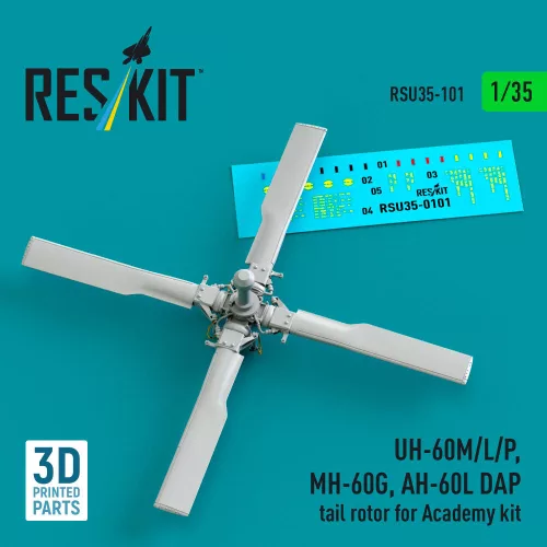 ResKit Models UH-60M/L/P, MH-60G, AH-60L DAP tail rotor (3D Printed) for Academy - farokrotor