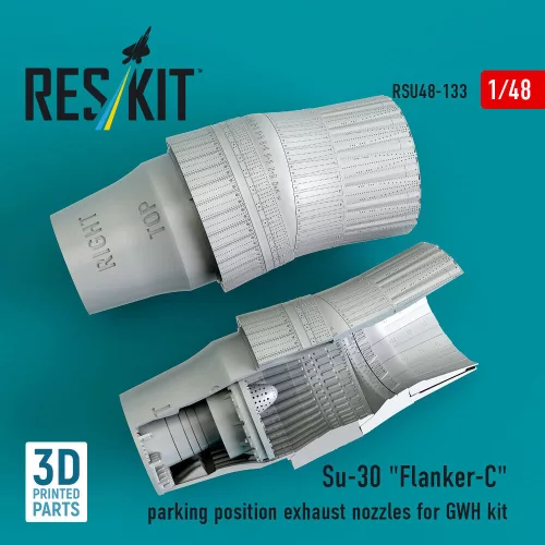 ResKit Models Su-30 Flanker-C parking position exhaust nozzles for GWH kit (3D Printed) - parkolóhelyzetű hajtómű-fúvócsövek
