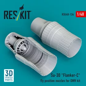   ResKit Models Su-30 Flanker-C fly position nozzles for GWH kit (3D Printed) - hajtómű-fúvócsövek repülési helyzetben, Great Wall Hobby maketthez