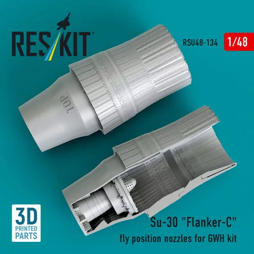 ResKit Models Su-30 Flanker-C fly position nozzles for GWH kit (3D Printed) - hajtómű-fúvócsövek repülési helyzetben, Great Wall Hobby maketthez