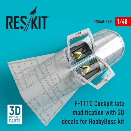 ResKit Models F-111C Cockpit late modification with 3D decals for HobbyBoss kit (3D Printed) - cockpitkészlet 3D matricákkal