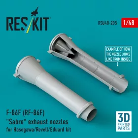   ResKit Models F-86F (RF-86F) Sabre exhaust nozzles for Hasegawa/Revell/Eduard kit (3D Printed) - hajtómű-fúvócsövek