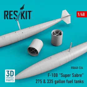   ResKit Models F-100 Super Sabre 275 & 335 gallon fuel tanks (3D Printed) - 275 és 335 gallonos üzemanyag-póttartályok