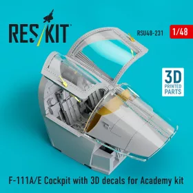   ResKit Models F-111A/E Cockpit with 3D decals for Academy kit (3D Printed) - cockpitkészlet 3D matricákkal