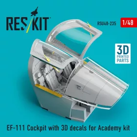   ResKit Models EF-111 Cockpit with 3D decals for Academy kit (3D Printed) - cockpitkészlet 3D matricákkal