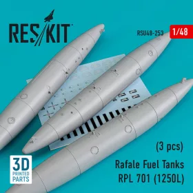   ResKit Models Rafale Fuel Tanks RPL 701 (1250L) (3 pcs) (3D Printed) - RPL 701, 1250 literes üzemanyag-póttartályok, 3 db