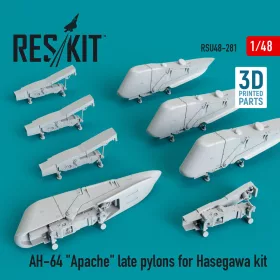   ResKit Models AH-64 Apache late pylons for Hasegawa kit (3D Printed) - fegyverfelfüggesztő pilonok