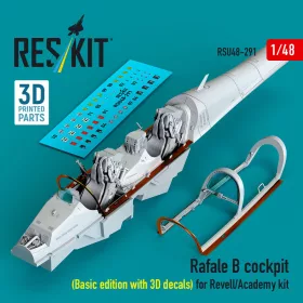   ResKit Models Rafale B cockpit (Basic edition with 3D decals) for Revell/Academy kit (3D Printed) - alap cockpitkészlet 3D matricákkal