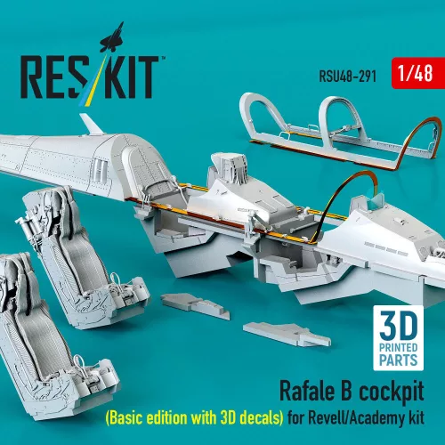 ResKit Models Rafale B cockpit (Basic edition with 3D decals) for Revell/Academy kit (3D Printed) - alap cockpitkészlet 3D matricákkal