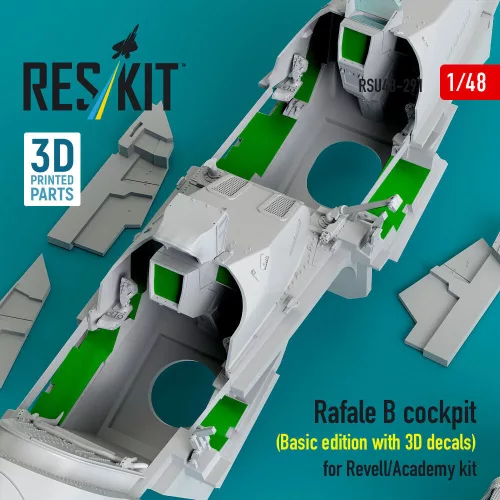 ResKit Models Rafale B cockpit (Basic edition with 3D decals) for Revell/Academy kit (3D Printed) - alap cockpitkészlet 3D matricákkal