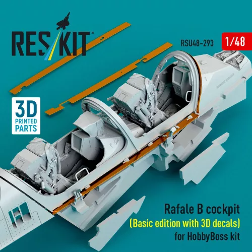 ResKit Models Rafale B cockpit (Basic edition with 3D decals) for HobbyBoss kit (3D Printed) - Rafale B – alap cockpitkészlet 3D matricákkal