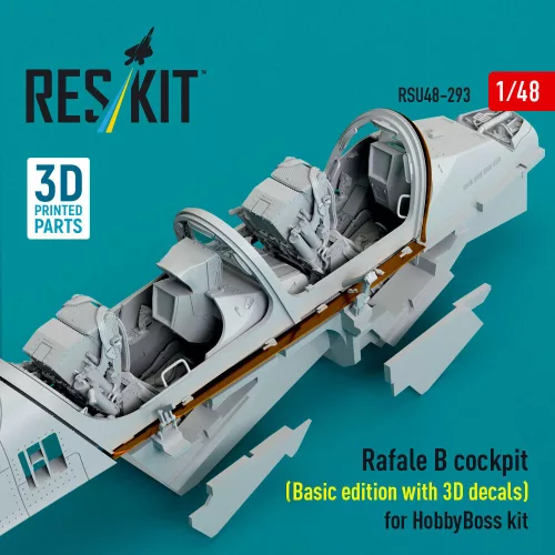 ResKit Models Rafale B cockpit (Basic edition with 3D decals) for HobbyBoss kit (3D Printed) - Rafale B – alap cockpitkészlet 3D matricákkal