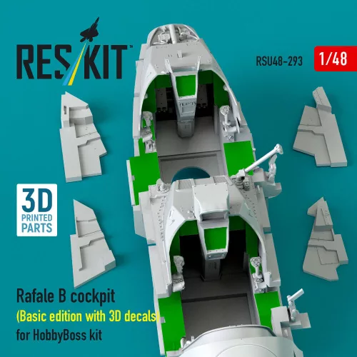 ResKit Models Rafale B cockpit (Basic edition with 3D decals) for HobbyBoss kit (3D Printed) - Rafale B – alap cockpitkészlet 3D matricákkal