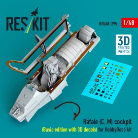  ResKit Models Rafale (C, M) cockpit (Basic edition with 3D decals) for HobbyBoss kit (3D printed) - alap cockpitkészlet 3D matricákkal