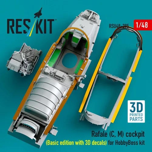 ResKit Models Rafale (C, M) cockpit (Basic edition with 3D decals) for HobbyBoss kit (3D printed) - alap cockpitkészlet 3D matricákkal