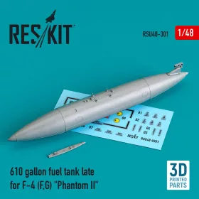   ResKit Models 610 gallon fuel tank late F-4 (F,G) Phantom II (3D Printed) - 610 gallonos üzemanyag-póttartály