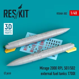   ResKit Models Mirage 2000 RPL 501/502 external fuel tanks 1700lt (2 pcs) (3D Printed) - Mirage 2000 RPL 501/502 – külső üzemanyag-póttartályok, 2 db