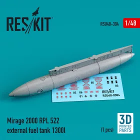   ResKit Models Mirage 2000 RPL 522 external fuel tank 1300lt (3D Printed) - Mirage 2000 RPL 522 – külső üzemanyag-póttartály