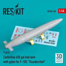   ResKit Models F-105 Thunderchief – 650 gallonos törzs alatti üzemanyag-póttartály pilonnal, 1 db