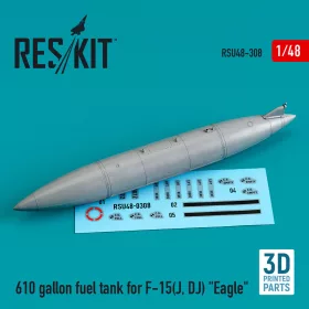   ResKit Models 610 gallon fuel tank for F-15(J, DJ) Eagle (3D Printed) - F-15(J, DJ) Eagle – 610 gallonos üzemanyag-póttartály