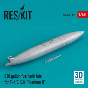   ResKit Models 610 gallon fuel tank late for F-4(E, EJ) Phantom II (3D Printed) - 610 gallonos üzemanyag-póttartály
