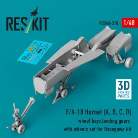   ResKit Models F/A-18 Hornet (A, B, C, D) – futóműakna-részletező készlet, futómű, kerekek