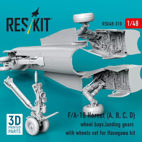 ResKit Models F/A-18 Hornet (A, B, C, D) – futóműakna-részletező készlet, futómű, kerekek