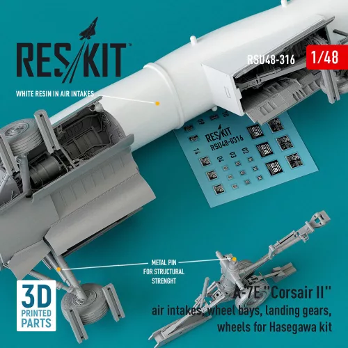 ResKit Models A-7E Corsair II – légbeömlők, futóműaknák, futómű és kerekek