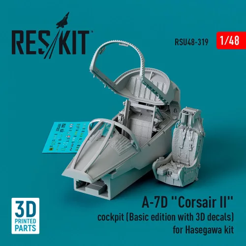 ResKit Models A-7D Corsair II cockpit (Basic edition with 3D decals) for Hasegawa kit (3D Printed) - alap cockpitkészlet 3D matricákkal