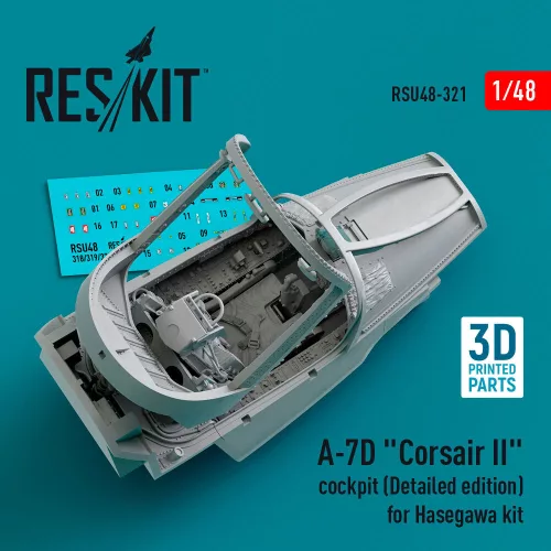 ResKit Models A-7D Corsair II cockpit (Detailed edition) for Hasegawa kit (3D Printed) - részletes cockpitkészlet